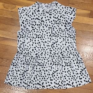 Black and White Polka Dot Peplum Top